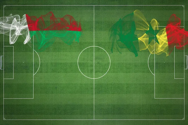 Madagascar Senegal Soccer Match National Colour National Flags Football Field — стокове фото
