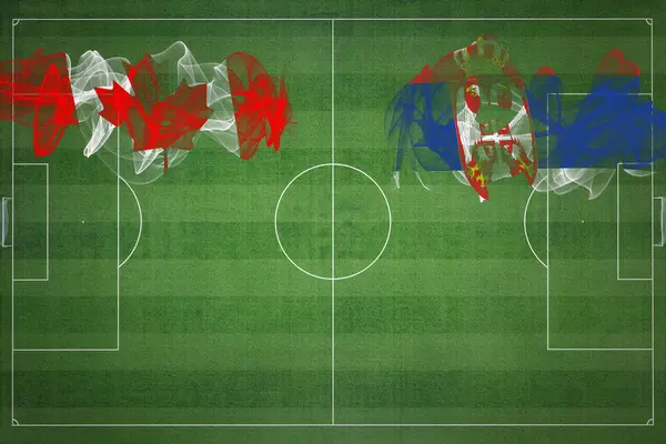 Матч Канада Сербия Национальные Цвета Национальные Флаги Футбольное Поле Футбольный — стоковое фото