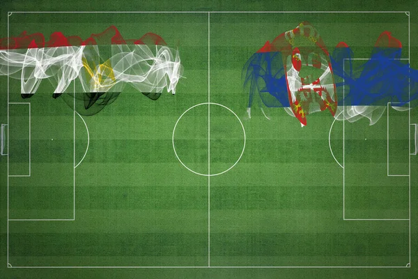 Египет Против Сербии Футбольный Матч Национальные Цвета Национальные Флаги Футбольное — стоковое фото