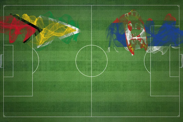 Guyana Servië Voetbal Match Nationale Kleuren Nationale Vlaggen Voetbalveld Voetbalwedstrijd — Stockfoto