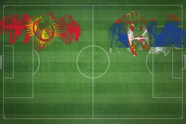 Kirguistán Serbia Partido Fútbol Colores Nacionales Banderas Nacionales Campo Fútbol — Foto de Stock