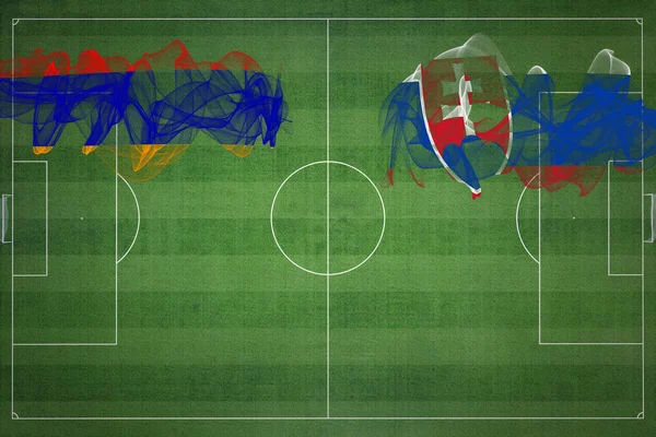Armenien Slowakei Fußballspiel Nationalfarben Nationalflaggen Fußballplatz Fußballspiel Wettbewerbskonzept Kopierraum — Stockfoto