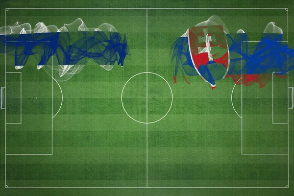 タイVsスロバキアサッカーマッチ ナショナルカラー サッカー場 サッカーゲーム 競争の概念 コピースペース — ストック写真