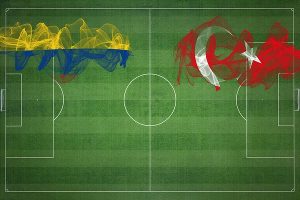 Colombia Turquía Partido Fútbol Colores Nacionales Banderas Nacionales Campo Fútbol — Foto de Stock