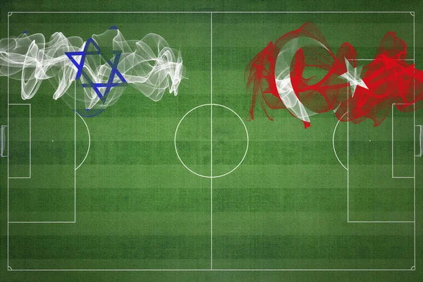 Матч Израиль Турция Национальные Цвета Национальные Флаги Футбольное Поле Футбольный — стоковое фото