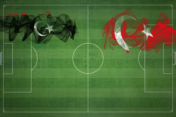 Libya Turkey Soccer Match National Colors National Flags Soccer Field — Stock Photo, Image
