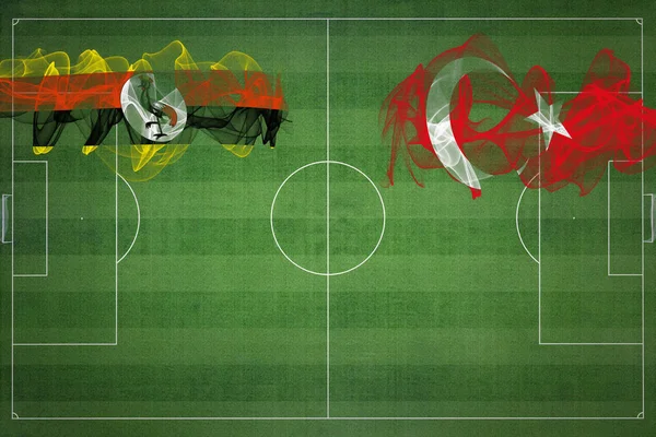 Uganda Turkije Voetbal Match Nationale Kleuren Nationale Vlaggen Voetbalveld Voetbalwedstrijd — Stockfoto