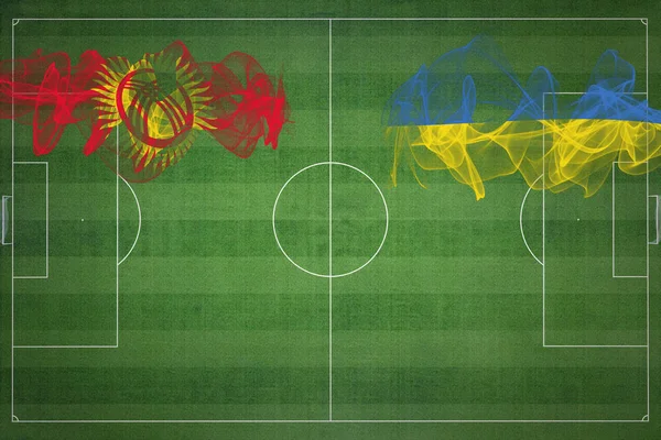 Kyrgyzstán Ukrajina Soccer Match Národní Barvy Národní Vlajky Fotbalové Hřiště — Stock fotografie