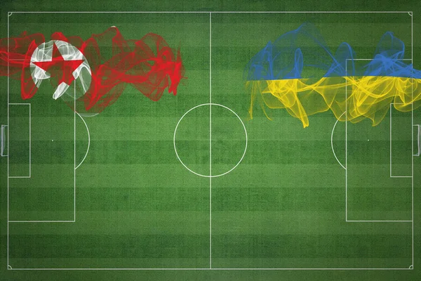 Corea Del Norte Ucrania Partido Fútbol Colores Nacionales Banderas Nacionales — Foto de Stock