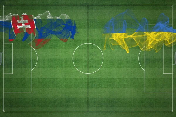 スロバキアVsウクライナサッカーマッチ ナショナルカラー サッカー場 サッカーゲーム 競争の概念 コピースペース — ストック写真