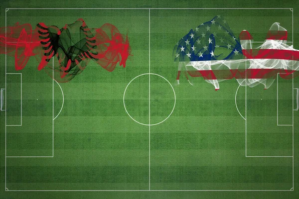 Albania Amerika Serikat Pertandingan Sepak Bola Warna Nasional Bendera Nasional — Stok Foto