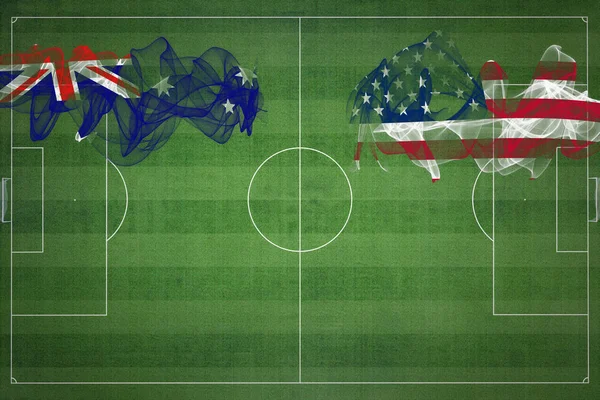 Australia Amerika Serikat Pertandingan Sepak Bola Warna Nasional Bendera Nasional — Stok Foto