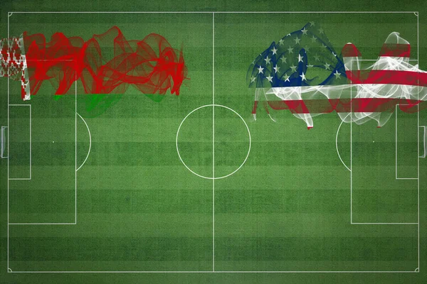 Belarus Amerika Serikat Pertandingan Sepak Bola Warna Nasional Bendera Nasional — Stok Foto