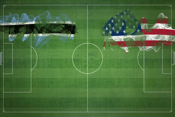 Botswana Usa Fotboll Match Nationella Färger Nationella Flaggor Fotbollsplan Fotbollsmatch — Stockfoto