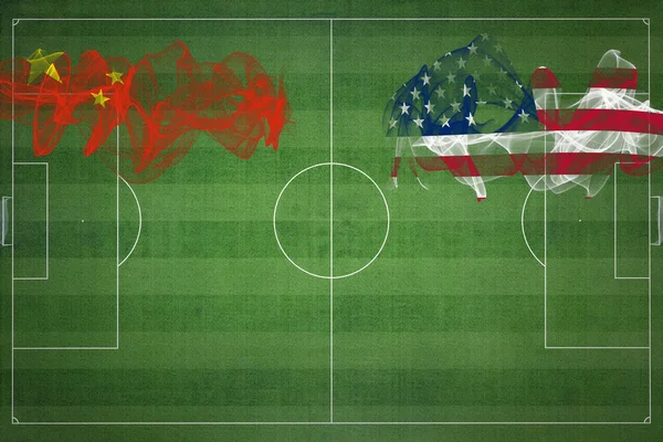 China Amerika Serikat Pertandingan Sepak Bola Warna Nasional Bendera Nasional — Stok Foto