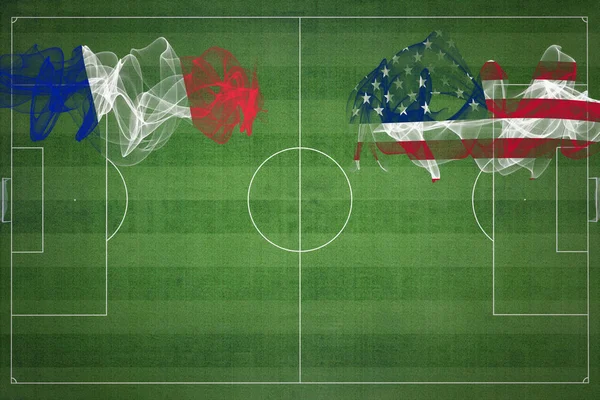 Prancis Amerika Serikat Pertandingan Sepak Bola Warna Nasional Bendera Nasional — Stok Foto