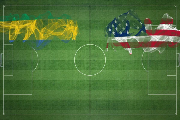Gabon Karşı Birleşik Devletler Futbol Maçı Ulusal Renkler Ulusal Bayraklar — Stok fotoğraf
