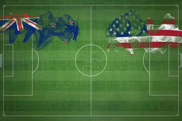 Yeni Zelanda Abd Futbol Maçı Ulusal Renkler Ulusal Bayraklar Futbol — Stok fotoğraf