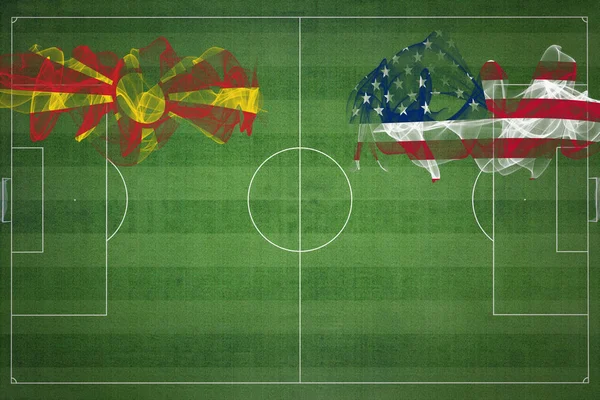 Kuzey Makedonya Abd Futbol Maçı Ulusal Renkler Ulusal Bayraklar Futbol — Stok fotoğraf