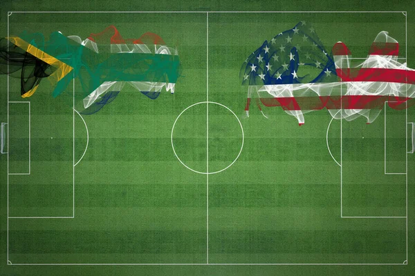 Afrika Selatan Amerika Serikat Pertandingan Sepak Bola Warna Nasional Bendera — Stok Foto