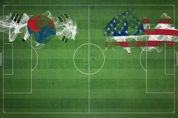 Corea Del Sur Estados Unidos Partido Fútbol Colores Nacionales Banderas —  Fotos de Stock