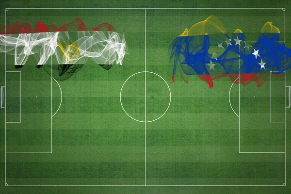 Egipto Venezuela Partido Fútbol Colores Nacionales Banderas Nacionales Campo Fútbol — Foto de Stock