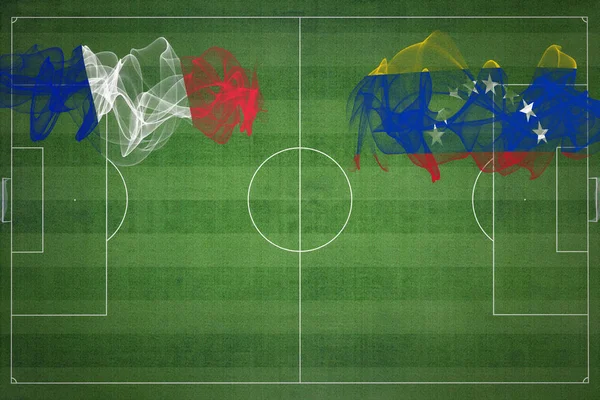 França Venezuela Soccer Match Cores Nacionais Bandeiras Nacionais Campo Futebol — Fotografia de Stock