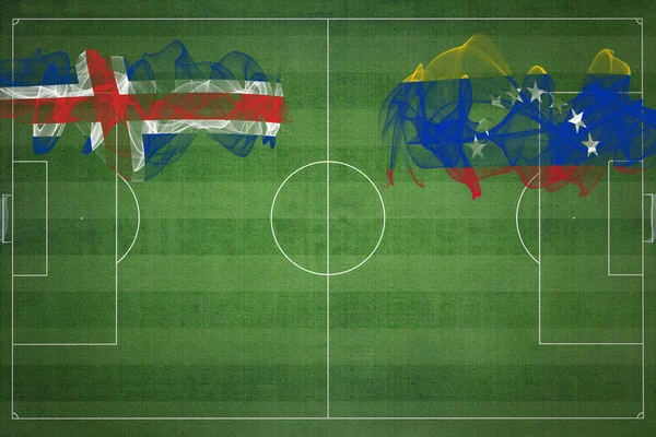 Islandia Venezuela Partido Fútbol Colores Nacionales Banderas Nacionales Campo Fútbol —  Fotos de Stock