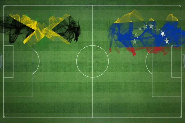 Jamaica Venezuela Partido Fútbol Colores Nacionales Banderas Nacionales Campo Fútbol —  Fotos de Stock