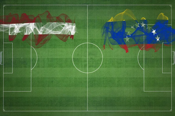 Letónia Venezuela Soccer Match Cores Nacionais Bandeiras Nacionais Campo Futebol — Fotografia de Stock