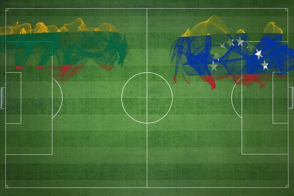 Lithuania Venezuela Soccer Match National Colors National Flags Soccer Field —  Fotos de Stock