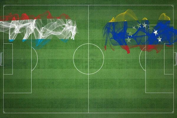 Luxembourg Venezuela Soccer Match National Colors National Flags Soccer Field — Stok fotoğraf