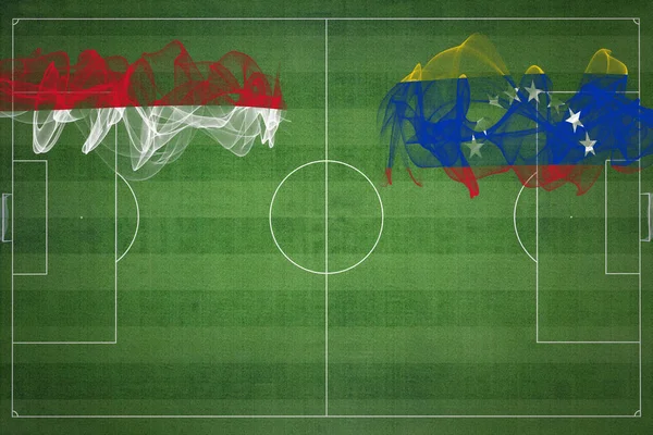 Monaco Venezuela Soccer Match National Colors National Flags Soccer Field —  Fotos de Stock