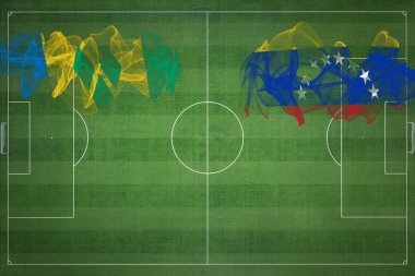 Saint Vincent ve Grenadines - Venezuela Futbol Maçı, ulusal renkler, ulusal bayraklar, futbol sahası, futbol maçı, yarışma konsepti, kopyalama alanı