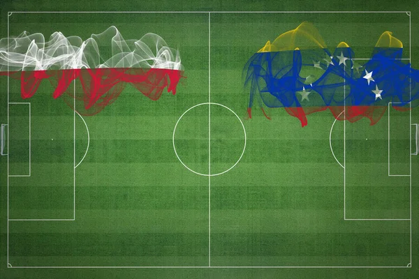 Poland Venezuela Soccer Match National Colors National Flags Soccer Field — Stok fotoğraf