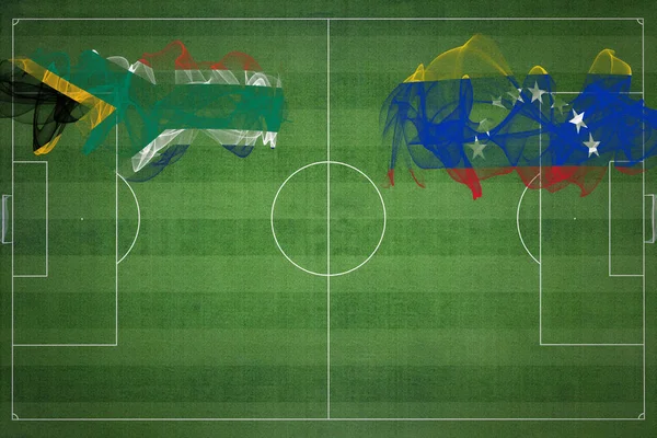 Sudáfrica Venezuela Partido Fútbol Colores Nacionales Banderas Nacionales Campo Fútbol —  Fotos de Stock