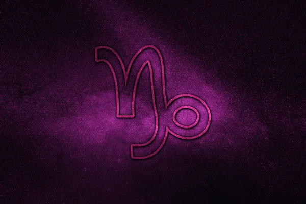 山羊座星座 星占い占星術の背景 山羊座の星占いのシンボル 紫の馬警官 — ストック写真