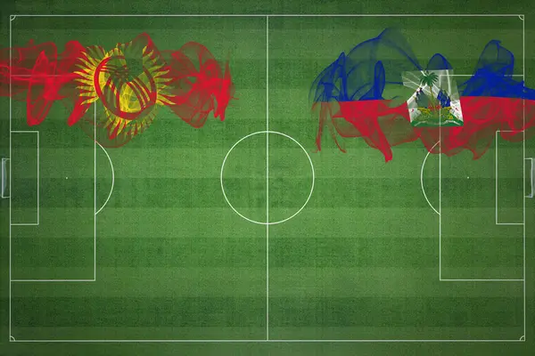 Киргизстан Гаїті Футбольний Матч Національні Кольори Національні Прапори Футбольне Поле — стокове фото
