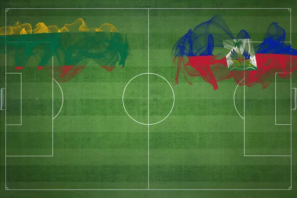 Litva Haiti Soccer Match Národní Barvy Národní Vlajky Fotbalové Hřiště — Stock fotografie