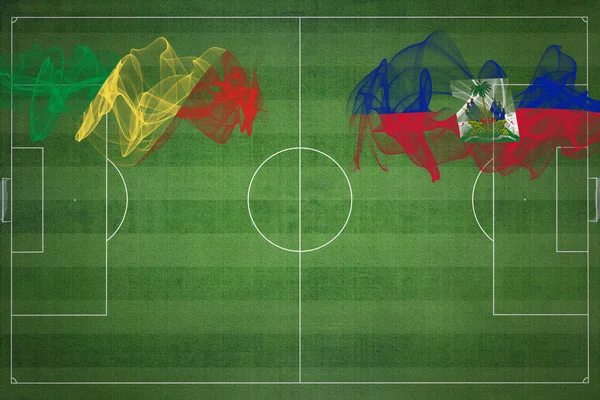 Republika Kongo Haiti Soccer Match Národní Barvy Národní Vlajky Fotbalové — Stock fotografie