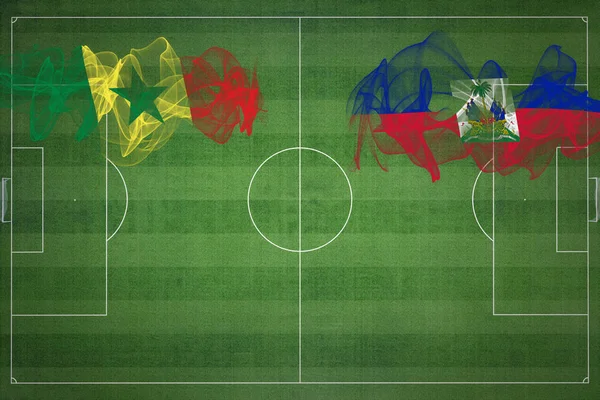 Матч Сенегал Гаити Национальные Цвета Национальные Флаги Футбольное Поле Футбольный — стоковое фото