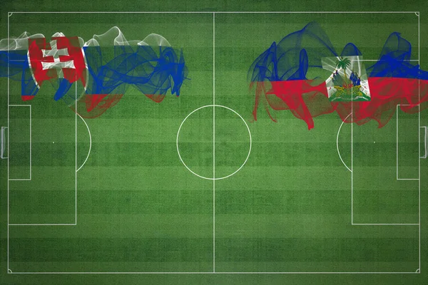 Slovensko Haiti Soccer Match Národní Barvy Národní Vlajky Fotbalové Hřiště — Stock fotografie