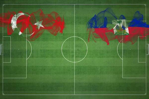 Turquia Haiti Soccer Match Cores Nacionais Bandeiras Nacionais Campo Futebol — Fotografia de Stock