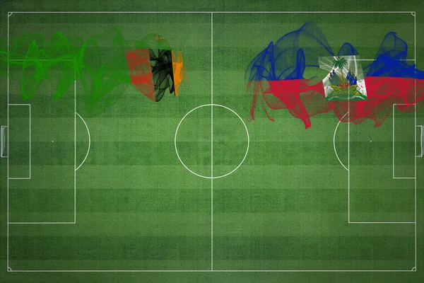 Zâmbia Haiti Soccer Match Cores Nacionais Bandeiras Nacionais Campo Futebol — Fotografia de Stock