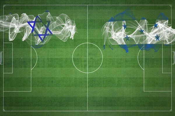 Израиль Гондурас Футбольный Матч Национальные Цвета Национальные Флаги Футбольное Поле — стоковое фото