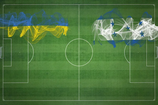 Ukrayna Honduras Futbol Maçı Ulusal Renkler Ulusal Bayraklar Futbol Sahası — Stok fotoğraf