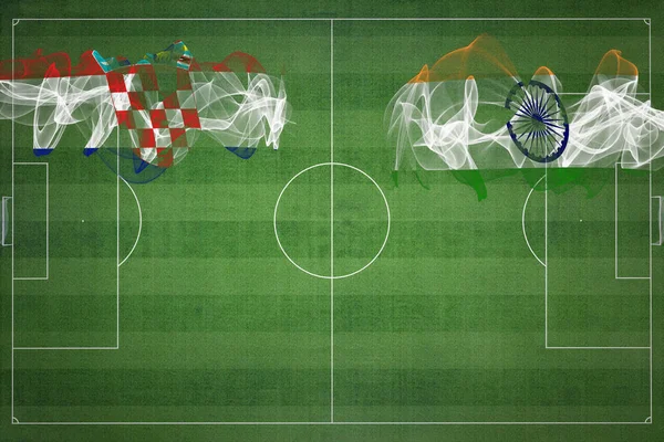 Κροατία Εναντίον Ινδίας Ποδόσφαιρο Αγώνα Εθνικά Χρώματα Εθνικές Σημαίες Γήπεδο — Φωτογραφία Αρχείου