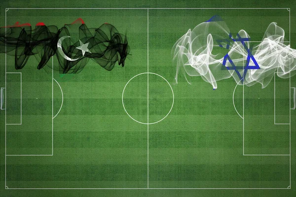 Ливия Израиль Футбольный Матч Национальные Цвета Национальные Флаги Футбольное Поле — стоковое фото