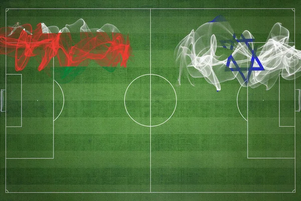 Матч Оман Израиль Национальные Цвета Национальные Флаги Футбольное Поле Футбольный — стоковое фото