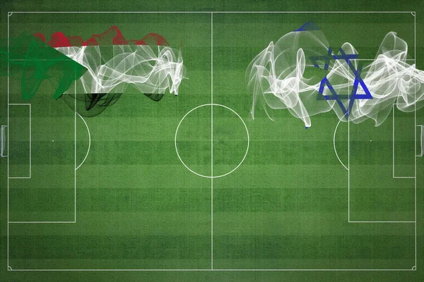 Судан Против Израиля Футбольный Матч Национальные Цвета Национальные Флаги Футбольное — стоковое фото